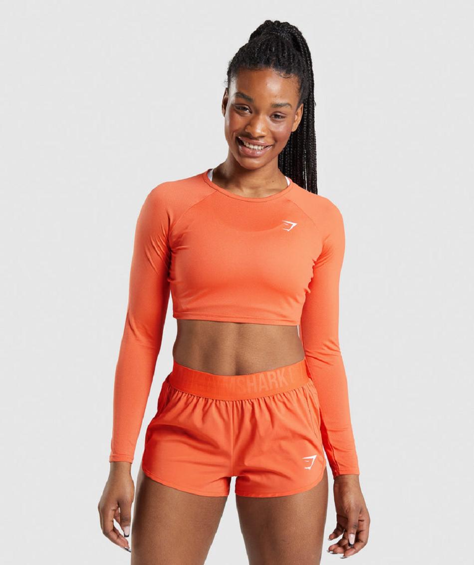 Corp Tops Gymshark Entrenamiento Long Sleeve Mujer Naranjas | CO 2532NWY